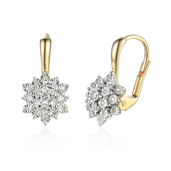 Diamantové náušnice Stellara, kombinované zlato s brilianty