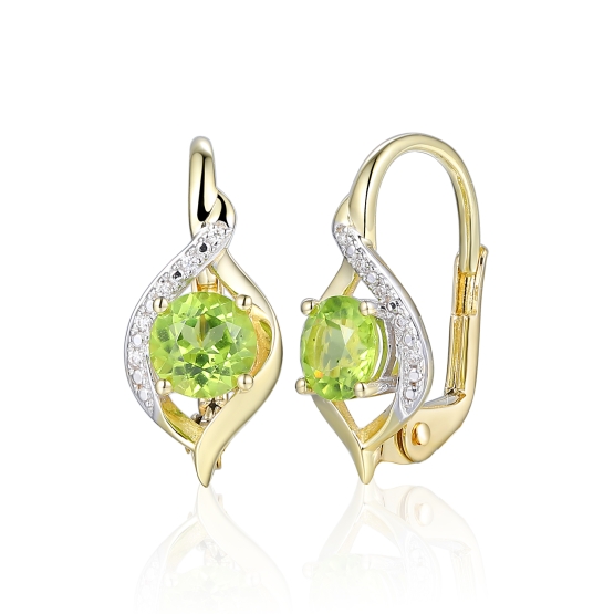 Originální náušnice Flamessa, kombinované zlato s brilianty a peridoty