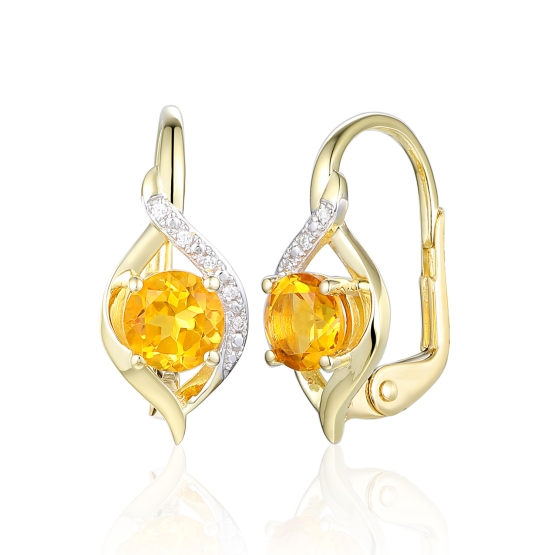 Originální náušnice Flamessa, kombinované zlato s brilianty a citríny