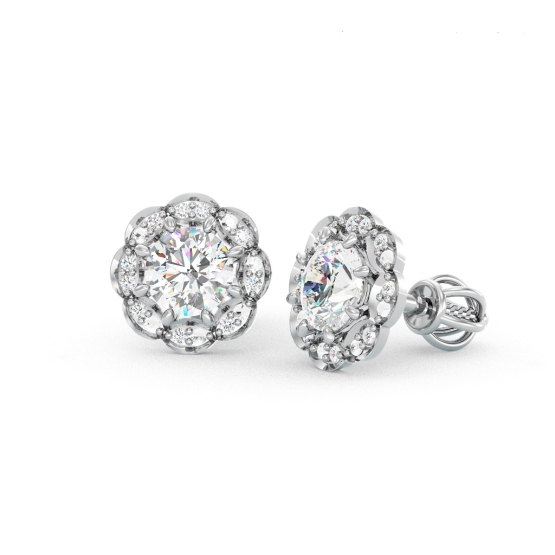 Couple, Peckové náušnice Blosselle, bílé zlato se zirkony