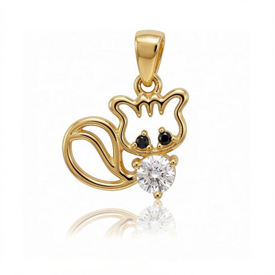 Luxur, Přívěsek Neko ve tvaru kočky, žluté zlato se zirkony