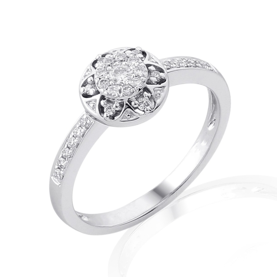 Diamantový prsten Silviana, bílé zlato s brilianty
