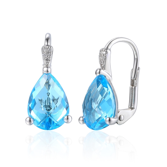 Gems, Oslnivé náušnice Nerina v bílém zlatě, s Blue topazy a brilianty