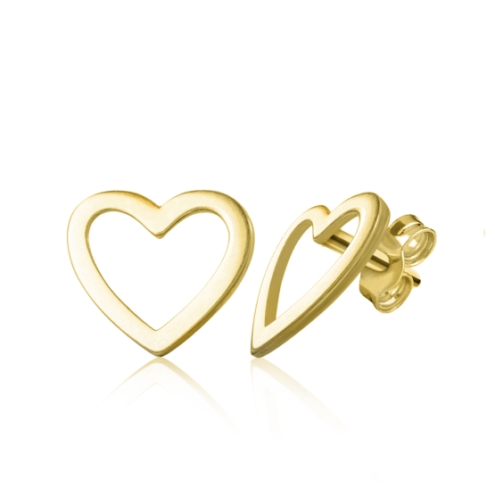 Luxur, Minimalistické náušnice ve tvaru srdce Idol Heart III, žluté zlato