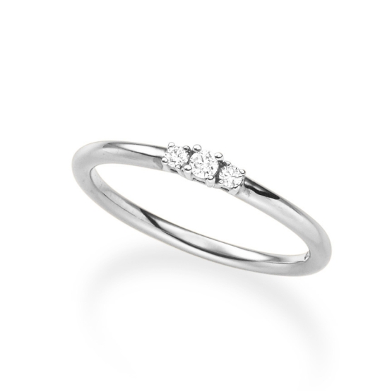 Gems, Elegantní diamantový prsten Trine, bílé zlato s brilianty