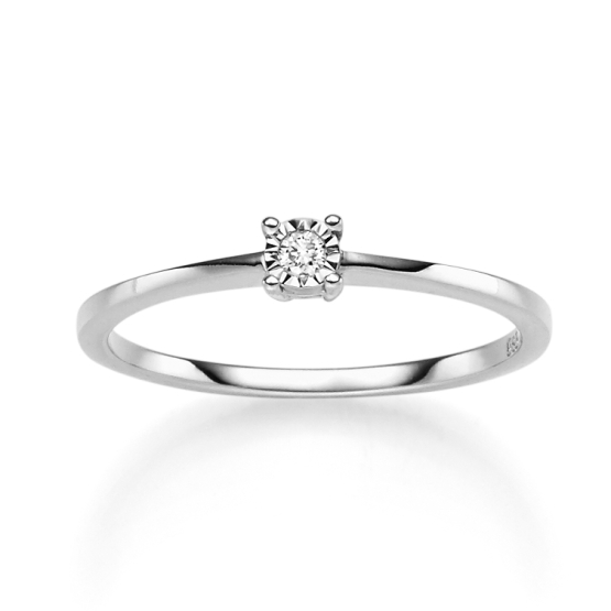 Decentní diamantový prsten Ellyn, bílé zlato s briliantem