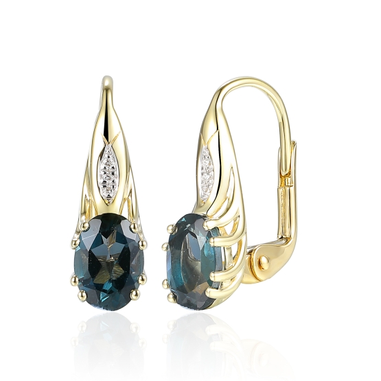 Gems, Elegantní náušnice Lunara v kombinovaném zlatě, s London blue topazy a brilianty