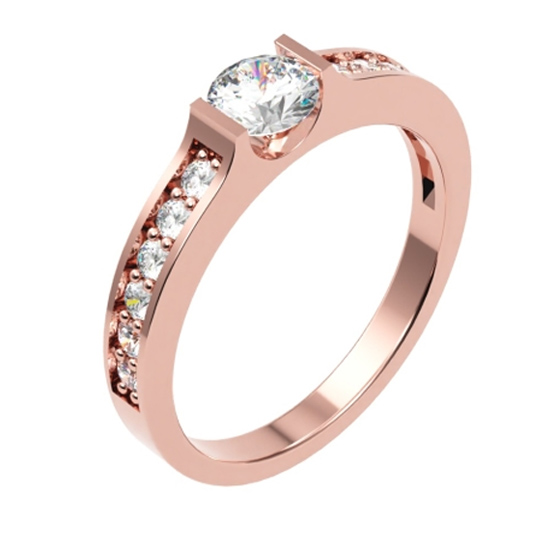 Elegantní prsten Elaris, růžové zlato se zirkony