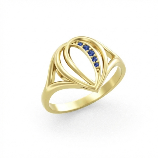 Couple, Prsten Lacrima, žluté zlato s tmavě modrými zirkony
