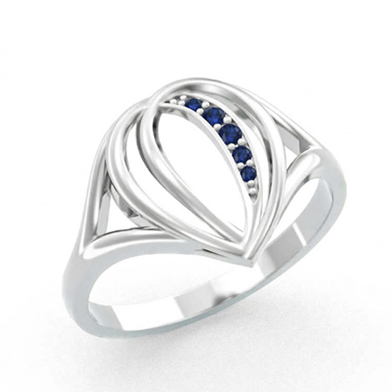 Couple, Prsten Lacrima, bílé zlato s tmavě modrými zirkony