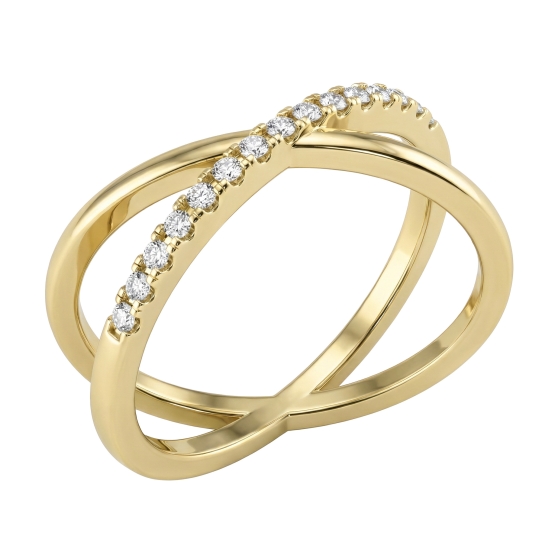 Couple, Elegantní prsten Intera, žluté zlato se zirkony