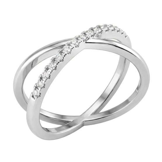 Couple, Elegantní prsten Intera, bílé zlato se zirkony