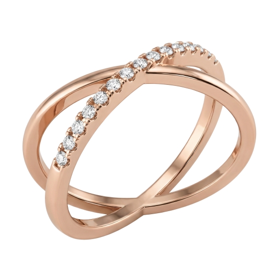 Couple, Elegantní prsten Intera, růžové zlato se zirkony