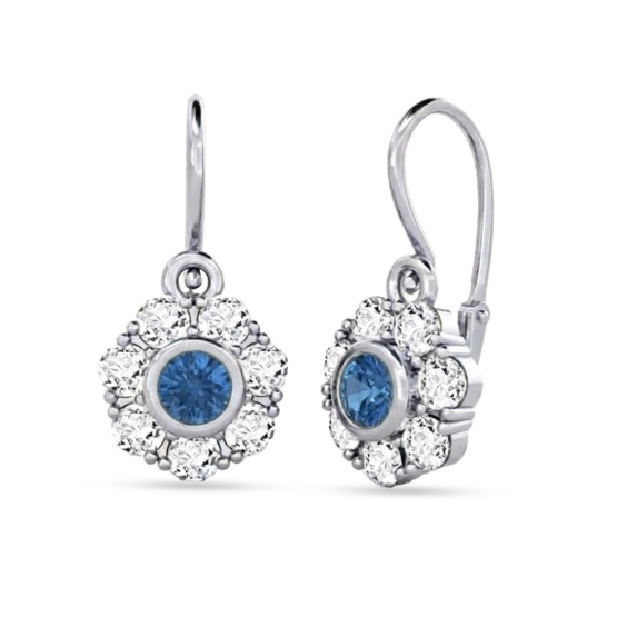 Couple, Dětské náušnice Pomněnka, bílé zlato se zirkony