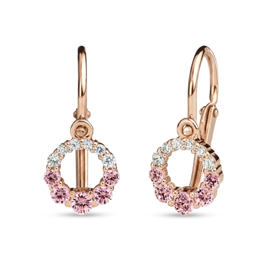 Luxur, Dětské náušnice Amalia, růžové zlato a růžové zirkony