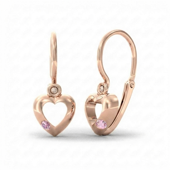 Couple, Dětské náušnice Mimi, růžové zlato s růžovým zirkonem