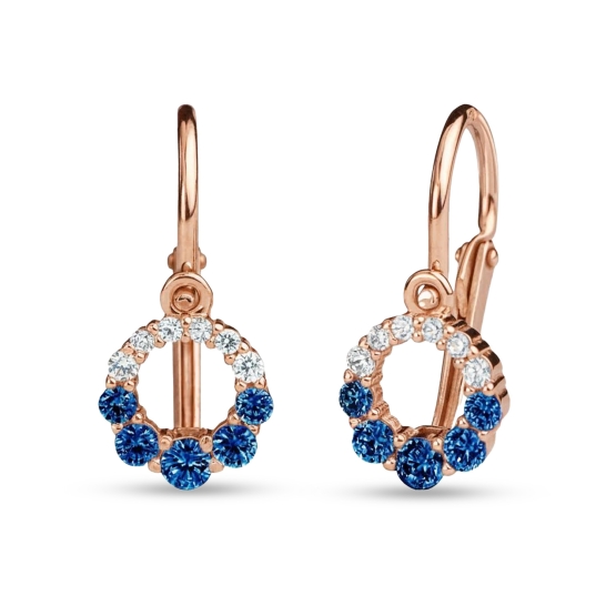 Luxur, Dětské náušnice Amalia, růžové zlato a tmavě modré zirkony