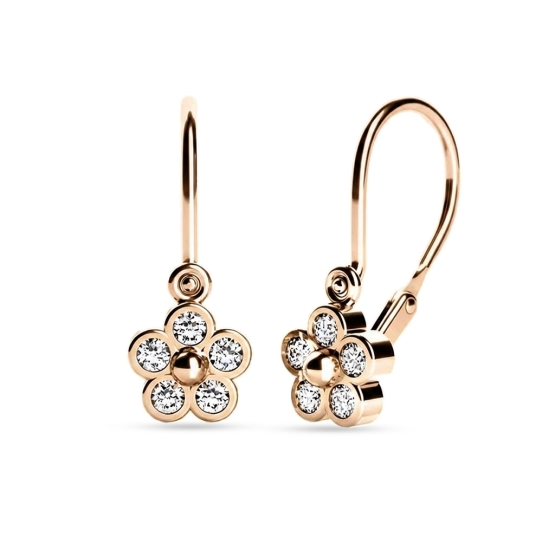 Couple, Dětské náušnice Karsin v růžovém zlatě se zirkony