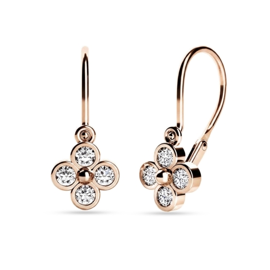 Couple, Decentní dětské náušnice Alia, růžové zlato se zirkony