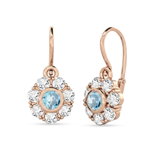 Dětské náušnice Pomněnka, růžové zlato se zirkony