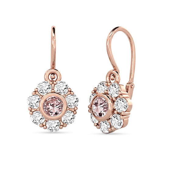 Couple, Dětské náušnice Pomněnka, růžové zlato se zirkony