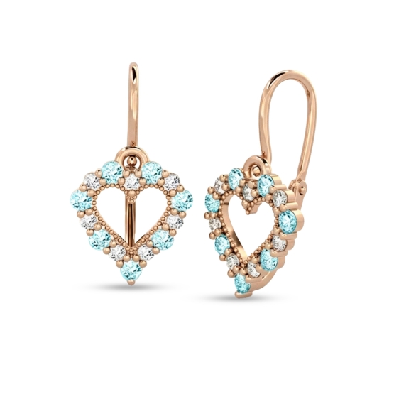 Dětské náušničky Sweetie, růžové zlato a modré zirkony