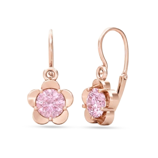 Couple, Dětské náušnice Fione, růžové zlato s růžovým zirkonem