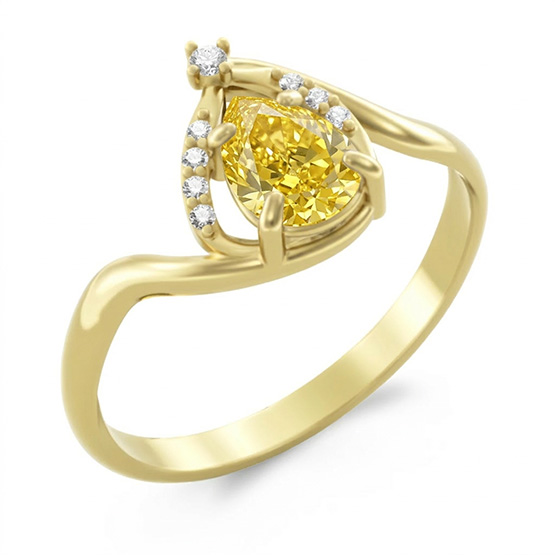 Honosný prsten Amariel, žluté zlato se žlutým zirkonem