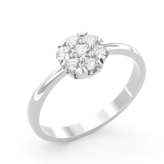 Couple, Květinový prsten Carin, bílé zlato se zirkony