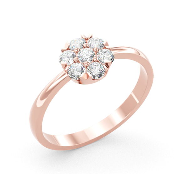 Couple, Květinový prsten Carin, růžové zlato se zirkony