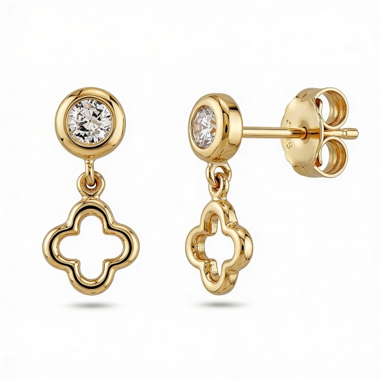 Luxur, Peckové náušnice Fortia, žluté zlato se zirkony