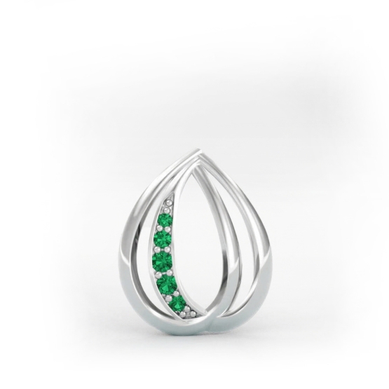Couple, Přívěsek Lacrima, bílé zlato se zelenými zirkony