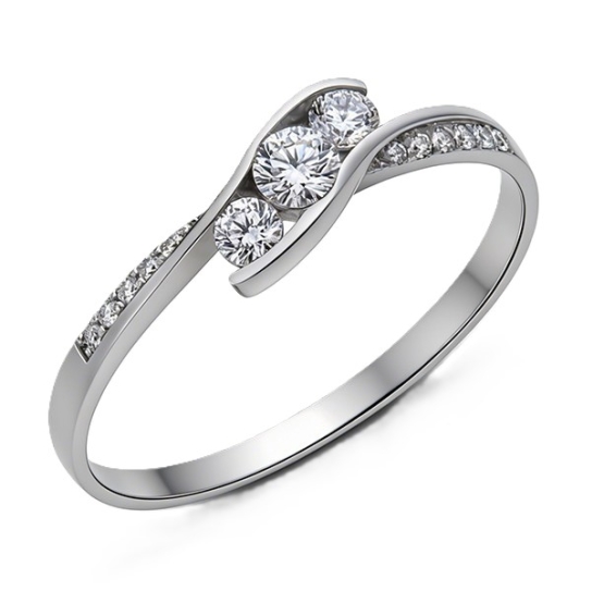 Luxur, Elegantní prsten Luvia z bílého zlata se zirkony