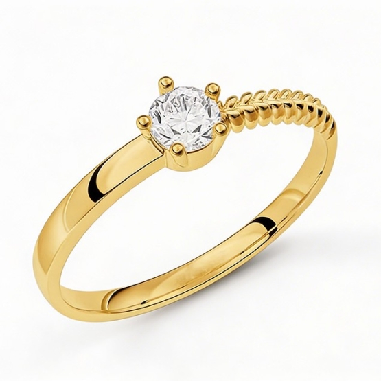 Luxur, Originální prsten Velmira, žluté zlato se zirkonem