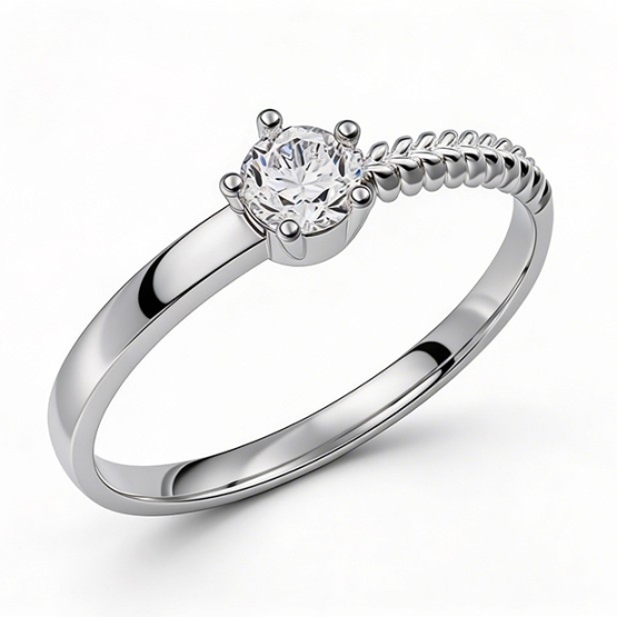 Originální prsten Velmira, bílé zlato se zirkonem