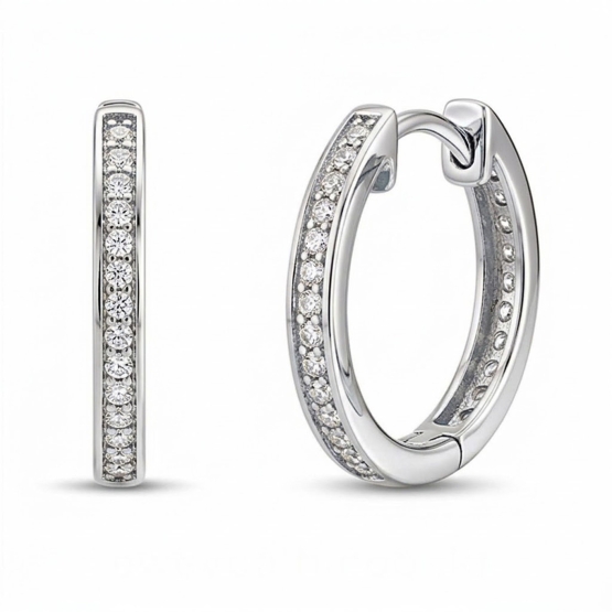 Kruhové náušnice Lucenta, bílé zlato se zirkony