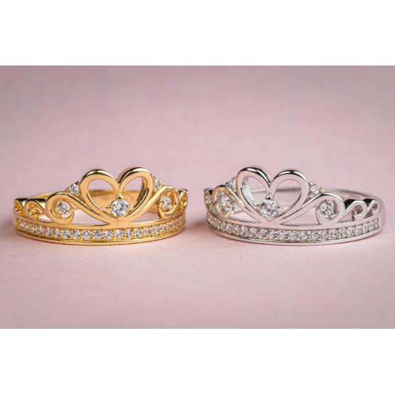 Couple, Zajímavý prsten Delphine, žluté zlato se zirkony, vel. 55, prům. 17.5 mm, 585-68-1-4295.0Z00.0.55.001