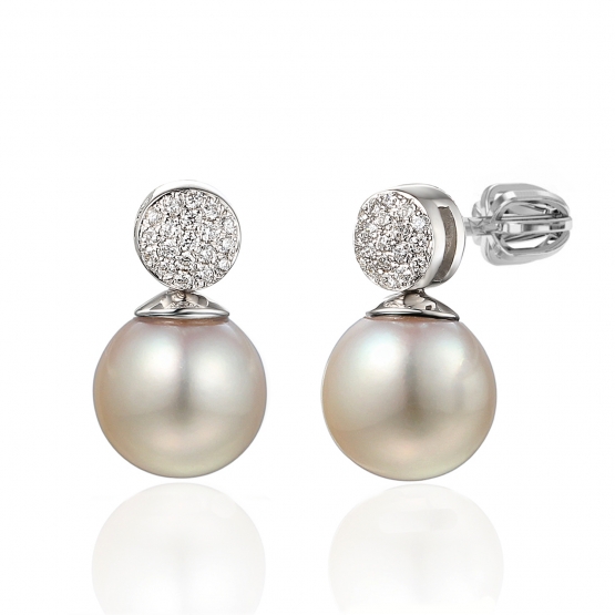 Gems, Diamantové náušnice Gabrielle, bílé zlato a perly