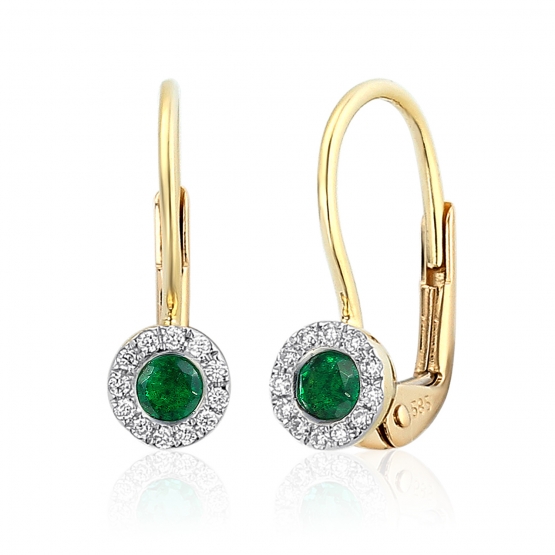 Gems, Diamantové náušnice Lien, kombinované zlato s brilianty a smaragdy