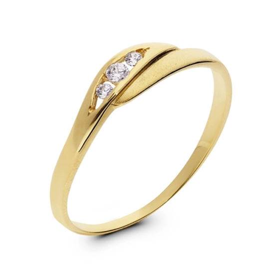 Zajímavý prsten Luisa, žluté zlato se zirkony