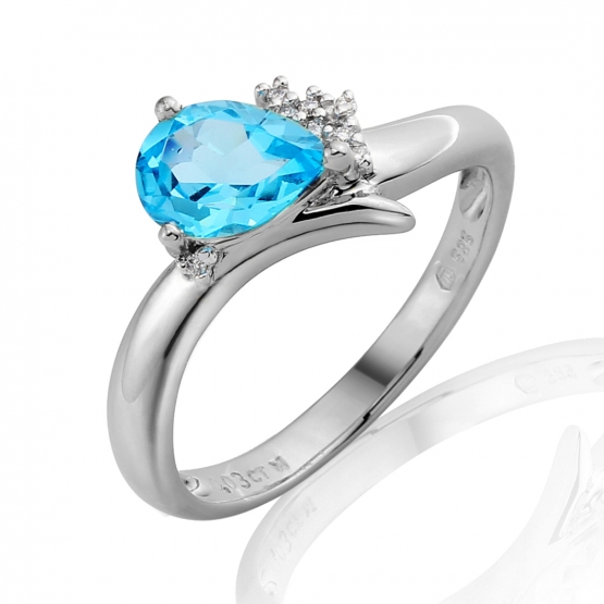 Oslnivý prsten Evianna v bílém zlatě, s blue topazem a brilianty