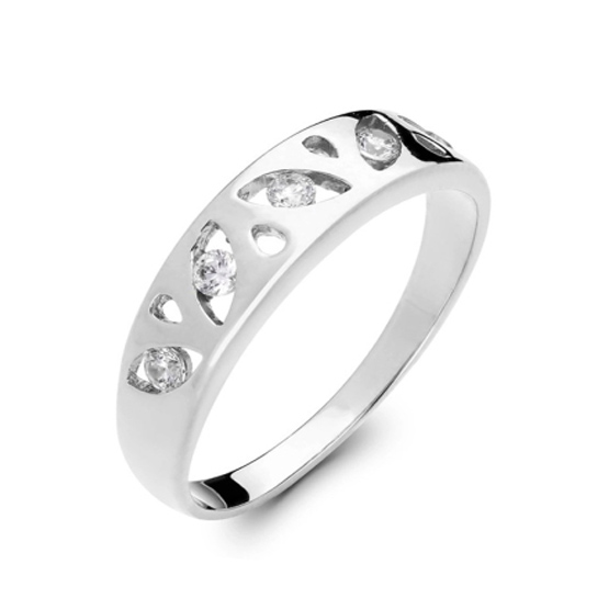 Couple, Originální prsten Avrila, bílé zlato se zirkony