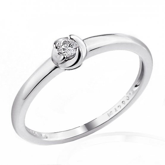 Gems, Zásnubní prsten Norin s diamantem, bílé zlato, vel.: 50, ø15,9 mm, 3861319-0-50-99