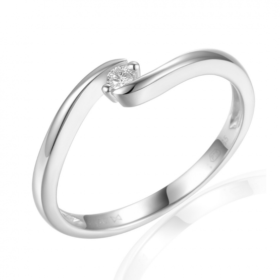 Gems, Minimalistický prsten Brennon, bílé zlato briliantem