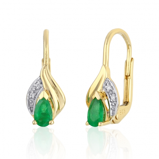 Gems, Působivé náušnice Roya, kombinované zlato s brilianty a smaragdy