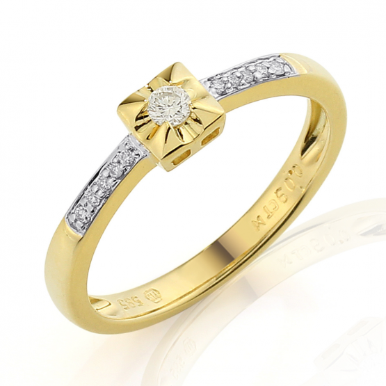 Netradiční zásnubní prsten Cossa, kombinované zlato s brilianty