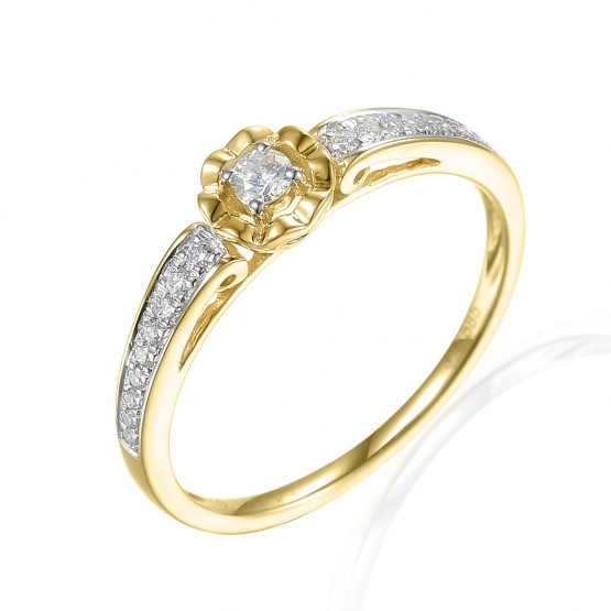 Zajímavý prsten Primrose, kombinované zlato s brilianty