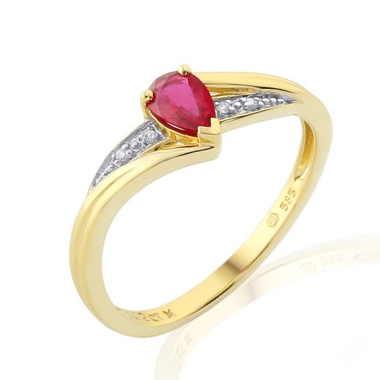 Působivý prsten Roya, kombinované zlato s brilianty a rubínem