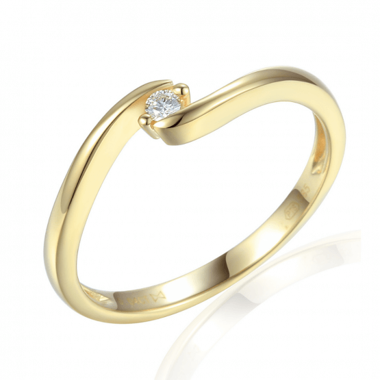 Gems, Minimalistický prsten Brennon, žluté zlato briliantem, vel.: 52, ø16,6 mm, 3810727-0-52-99