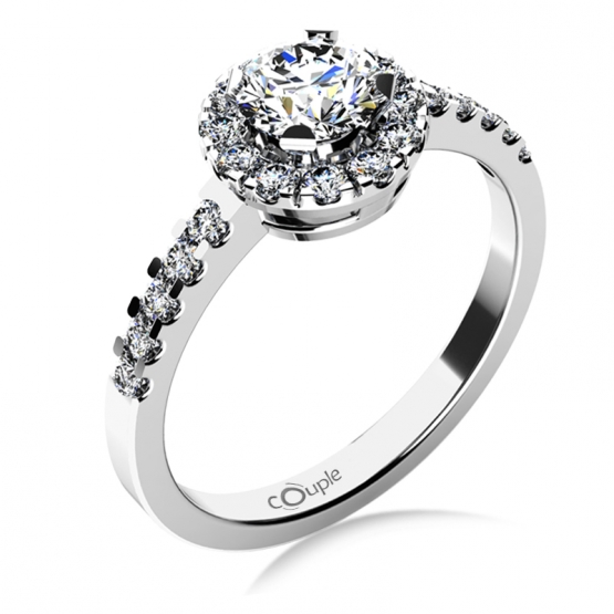 Výrazný zásnubní prsten Bella v bílém zlatě s brilianty
